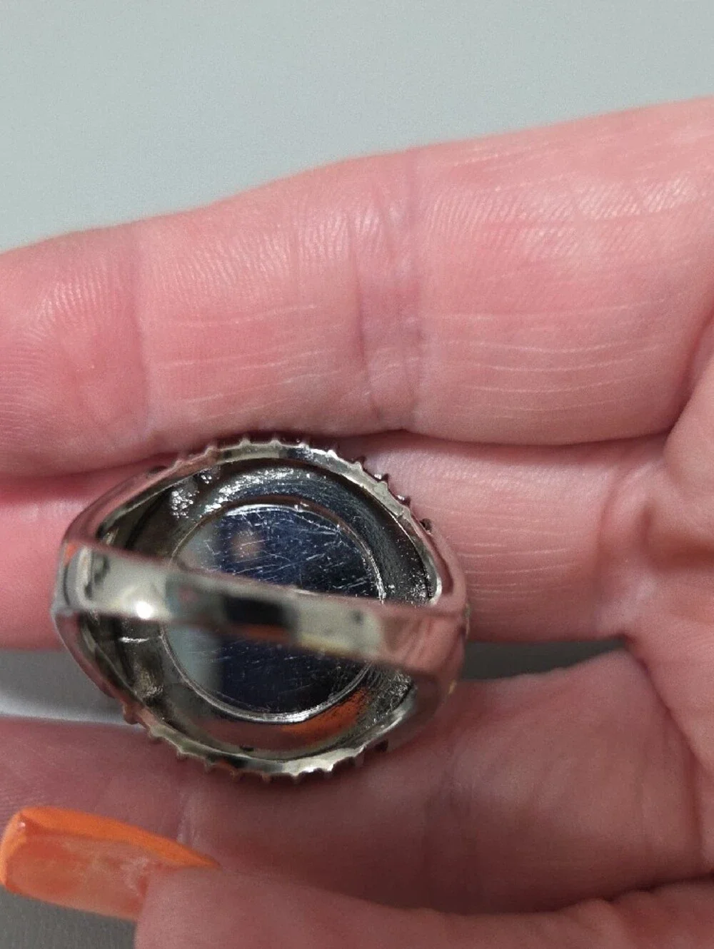 Kirks Folly Blue Unicorn Cameo Ring with Green Crystal Halo